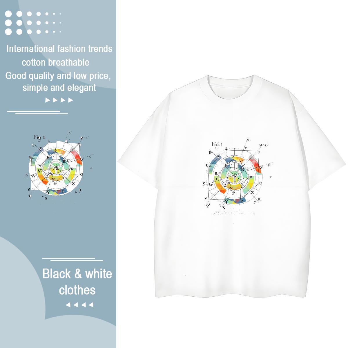 2024 DIY T shirt 230g Cotton Short Sleeve O-Neck Daily Wear math Womens Tshirts Lady Black Oversized Top Shirts