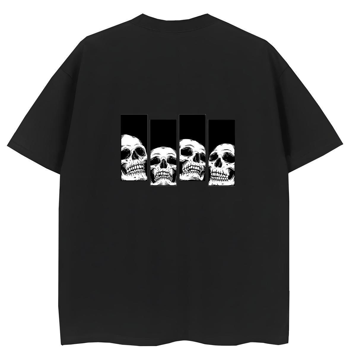 Casual New T Shirts Women 230g Pure Cotton O Neck Short Sleeves Hip Hop Street skull Woman Tshirt Unisex Oversized L-4XL Top Shirts