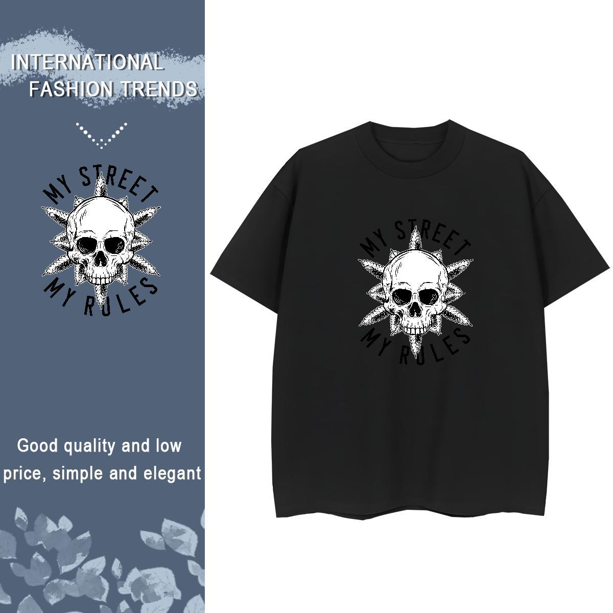 Fashion Casual T Shirt For Woman 100% Cotton 230g Comfortable Casual Daily Wear skull Tshirt for Man Woman Nice Cartoon Print Polos