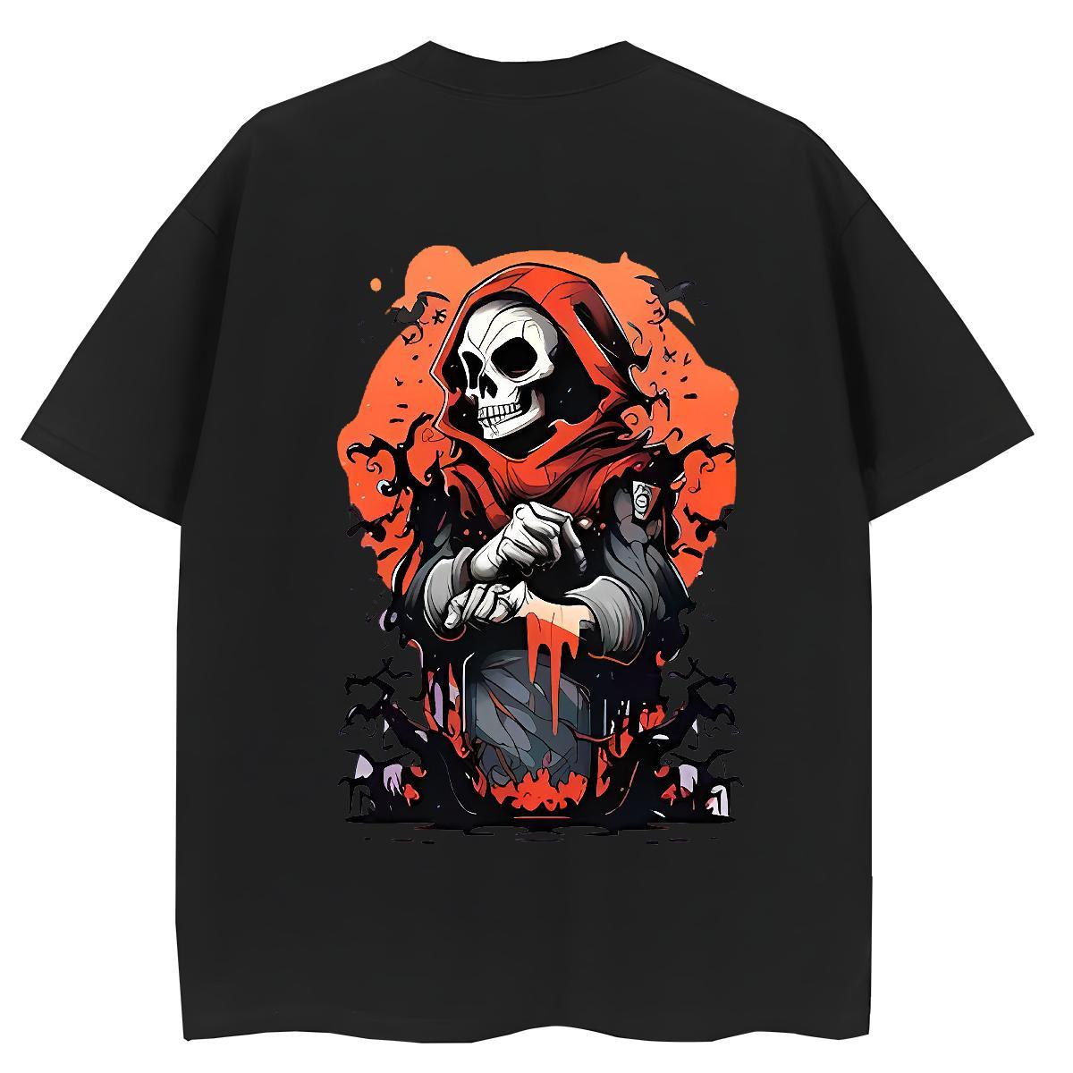 Stylist T Shirt For Woman 100% Cotton 230g Comfortable Daily Wear skull Unisex Tshirts Loose Cartoon Printing L-4XL Clothings