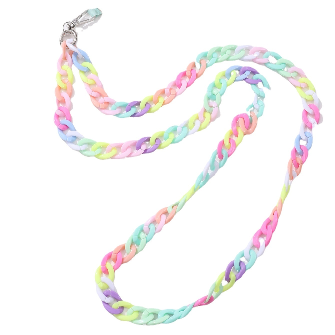 Yilian New 120cm Colored Acrylic Cross body Phone Case Jewelry Pendant drop and Anti loss Shoulder Strap Chain