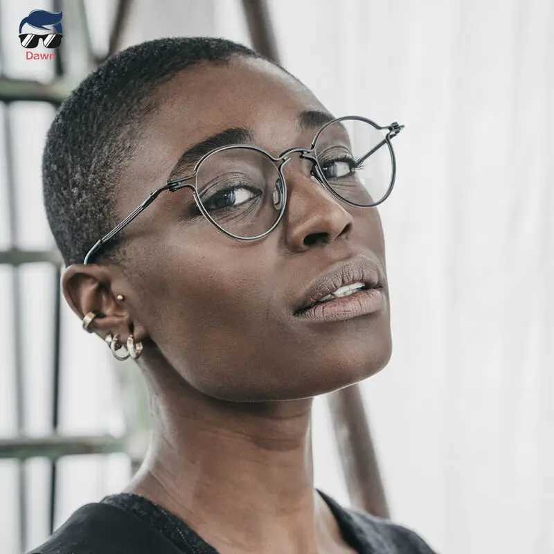 Vintage round pure titanium handmade prescription mens eyeglass frame womens luxury brand eyeglass frame W240906