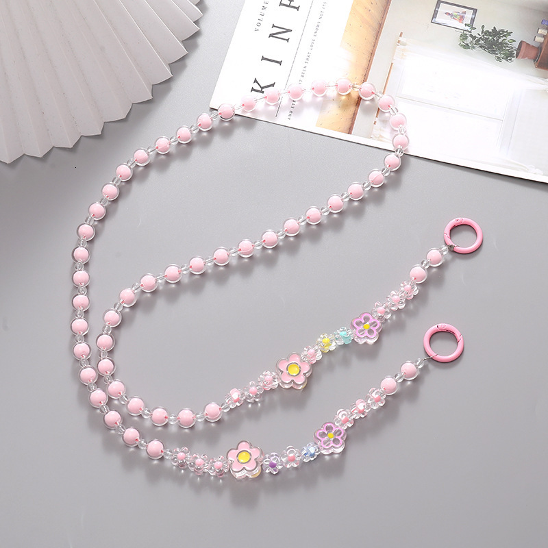 Yilian new in pearl diagonal cross phone case rope drip oil flower accessories bag water cup hanging pendant