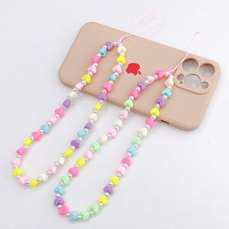 Yilian New Acrylic Love Chain Beaded Hanging Anti Drop Rope Phone Case Beauty Pendant