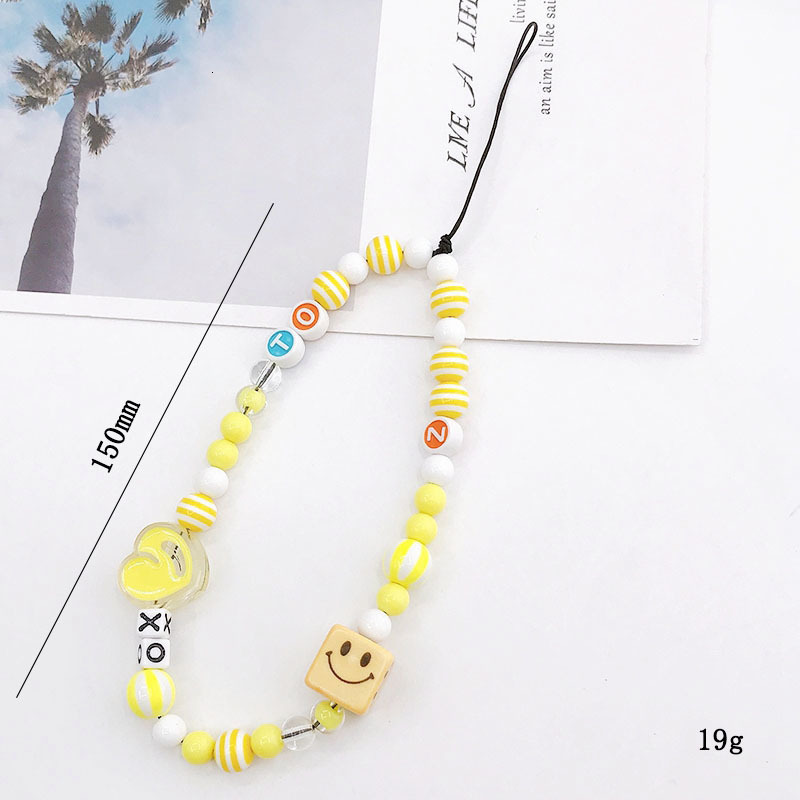 Yilian New Beaded Chain Drip Oil Love Rope Anti Fall Phone Pendant Colorful Letter Hanging Ornament for Women
