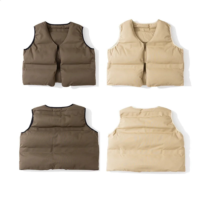 Frog drift Fashion Street DONDA Double sided wearable short cotton jacket Sleeveless Cotton padded Down vest men 240904