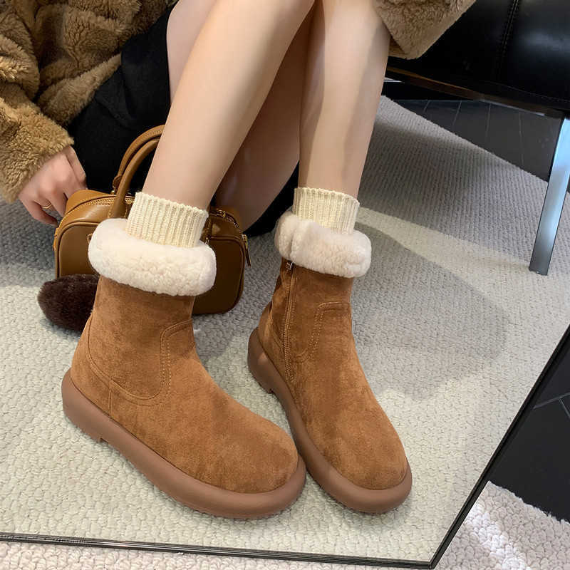 CMM Little Cotton Jacket Autumn and Winter Lamb Wool Warm and Plush Thick Fur Snow Boots for Women Thick Soles and Short Boots