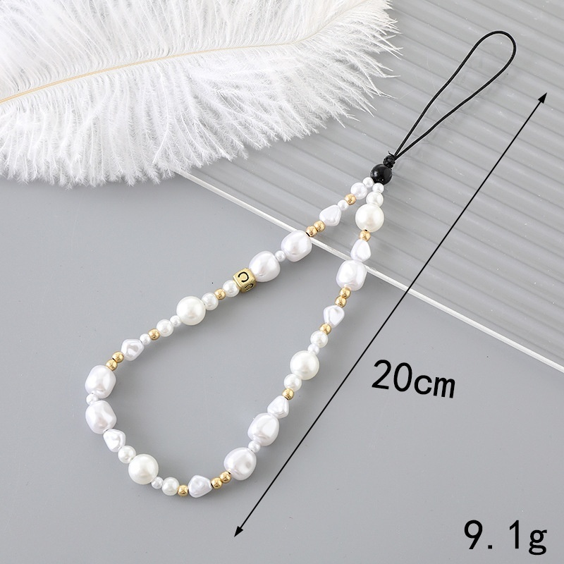 Creative new pearl bow love chain fashionable and versatile handmade bead mixed decoration phone hanging rope