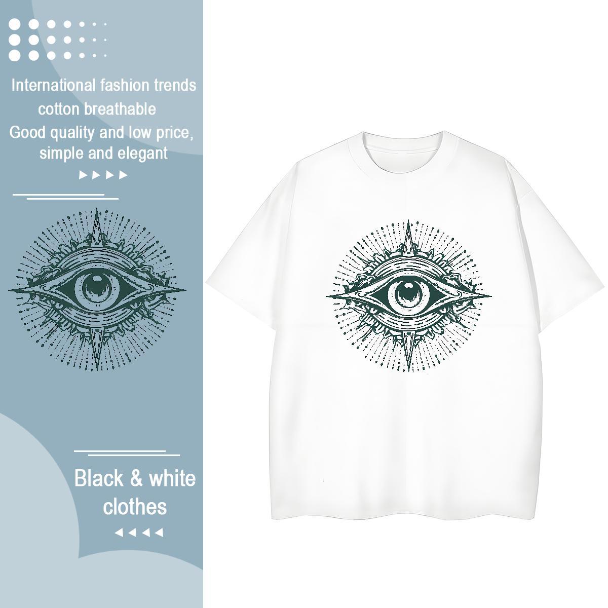 Fashion Casual T-Shirts 230g 100% Cotton Crew Neck Street eye of the devil Lady T shirt Free Shipping Anime Oversized Tops Shirt