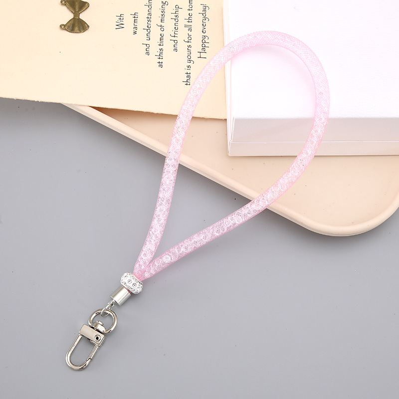Ins new tubular mesh pendant luggage keychain decoration rhinestone chain DIY mobile phone hanging rope