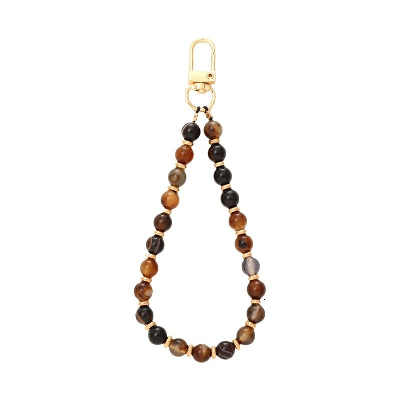 New natural stone bead pendant, new Chinese style white pine Shoushan tiger eye stone, mobile phone hanging rope and chain