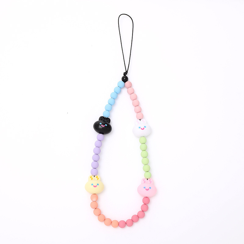 Yilian's new butterfly bow mobile chain, colorful bead phone case, rope, short and cute hanging chain bag decoration for women