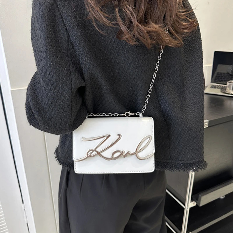 Womens letter leather multifunctional chain hot shoulder bag square retro large capacity handbag 240907