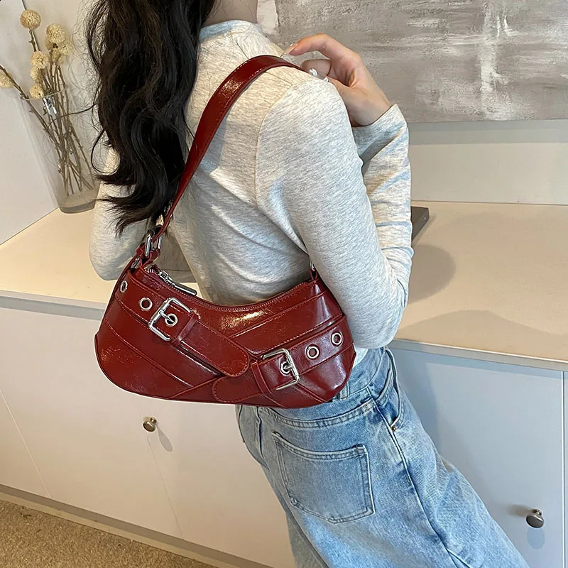 MOODS Y2K Womens Shoulder Bag Design Armpit Punk Motorcycle Bag 2024 Luxury Designer Wallet and Handbag 240907