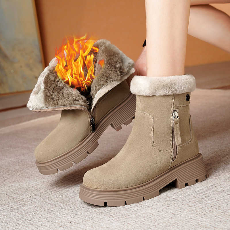 CMM Winter Womens Shoes Thick Velvet Boots Autumn and Winter Snow Boots Short Tube Wool Anti Slip Womens Northeast Cotton Shoes