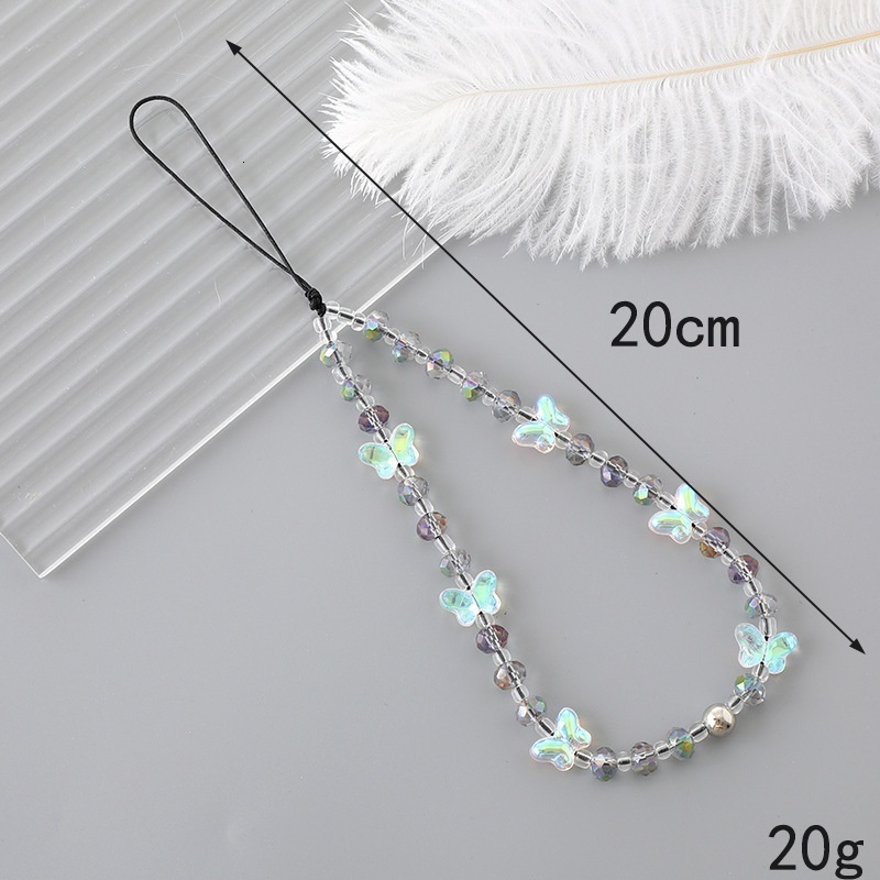 New Sweet Cool Style Crystal Bead Butterfly Phone CCD Camera Strap Love Spicy Girl Y2K Chain Pendant Female