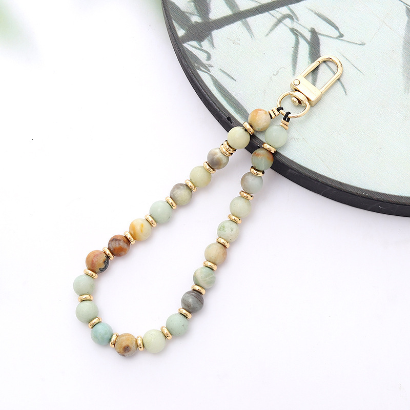 New natural stone bead pendant, new Chinese style white pine Shoushan tiger eye stone, mobile phone hanging rope and chain