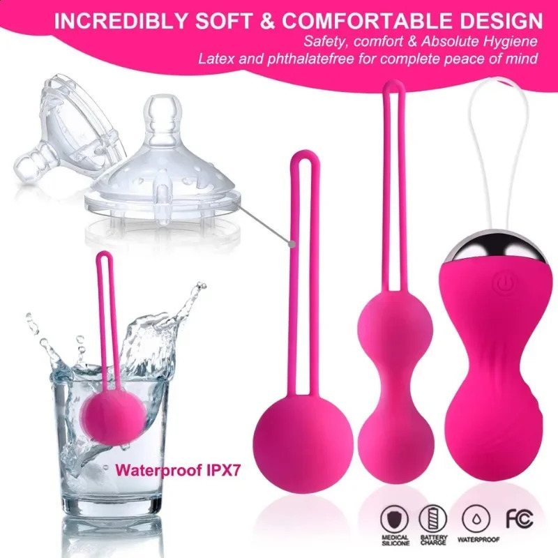 3/4pcs Kegel Vagina Balls Vibrator Silicone Dumbbell Shrink Exercise Vibrating Eggs Sex Toys for Women Massager Wireless Remote 240904