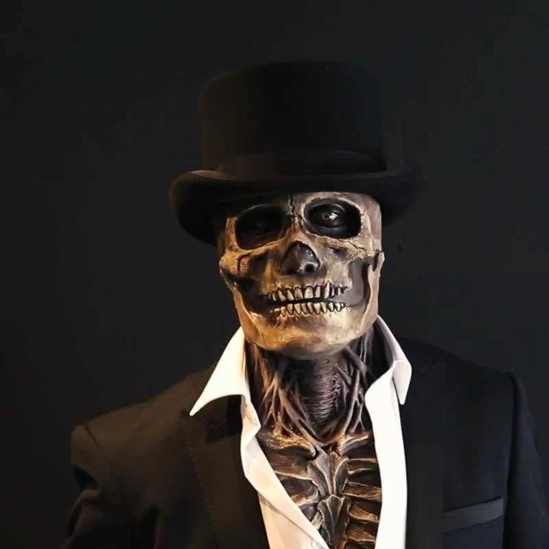 Halloween Latex Skull Mask Horror Skeleton Full Head Helmet Skull Full Face Mask Masque Party Costume Props Halloween Decoration M240906 - view 4