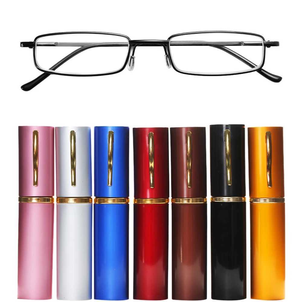 Neutral mini portable metal frame reading glasses with metal shell hot thin glasses visual care reader specifications+1.0 to 4.0 W240906