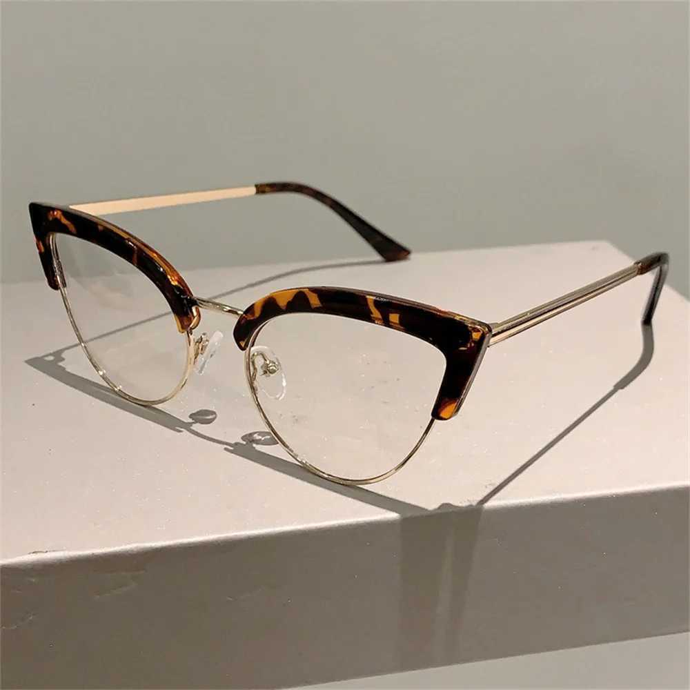 New retro cat eye glasses frame new fashion semi metal frame womens glasses fashion brand design over-the-counter glasses W240906