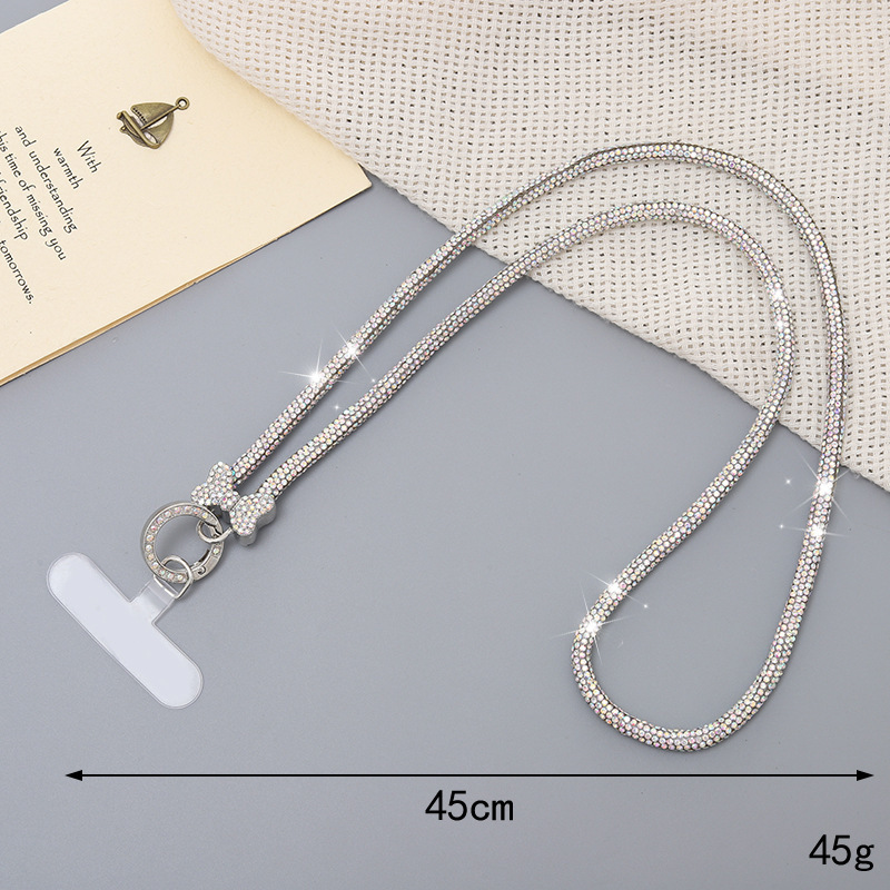 Light luxury creative new high-end diamond studded crossbody chain case keychain pendant universal phone lanyard