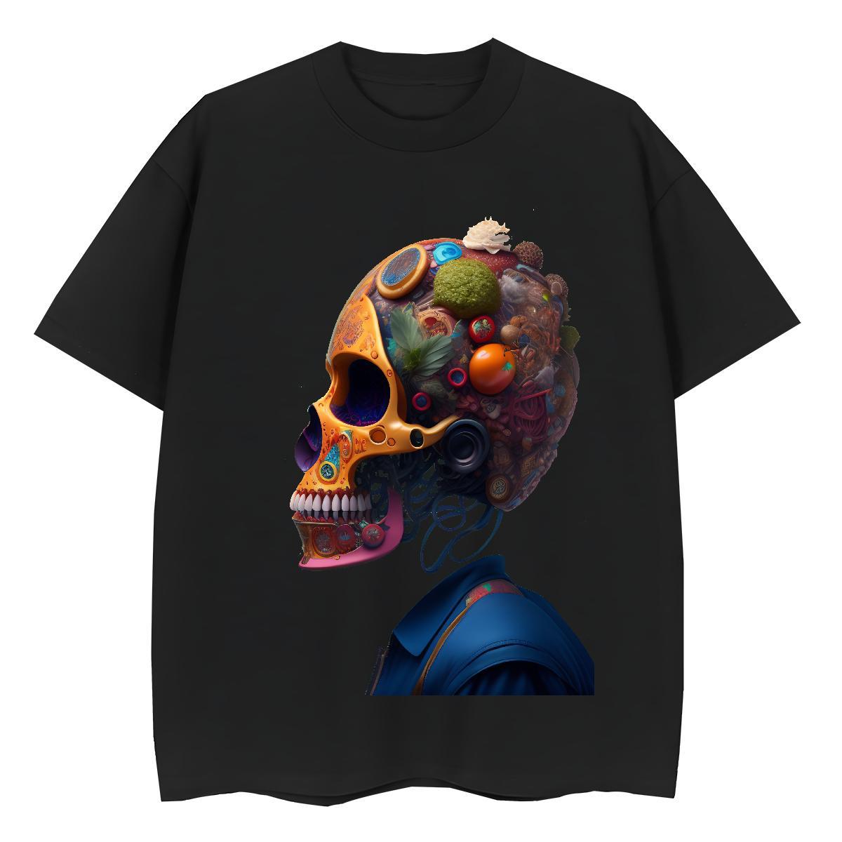 Casual New T-Shirts 100% Cotton 230g Short sleeve Soft Summer Casual skull Woman Tshirt Lady DIY Anime Printed Tops Shirt