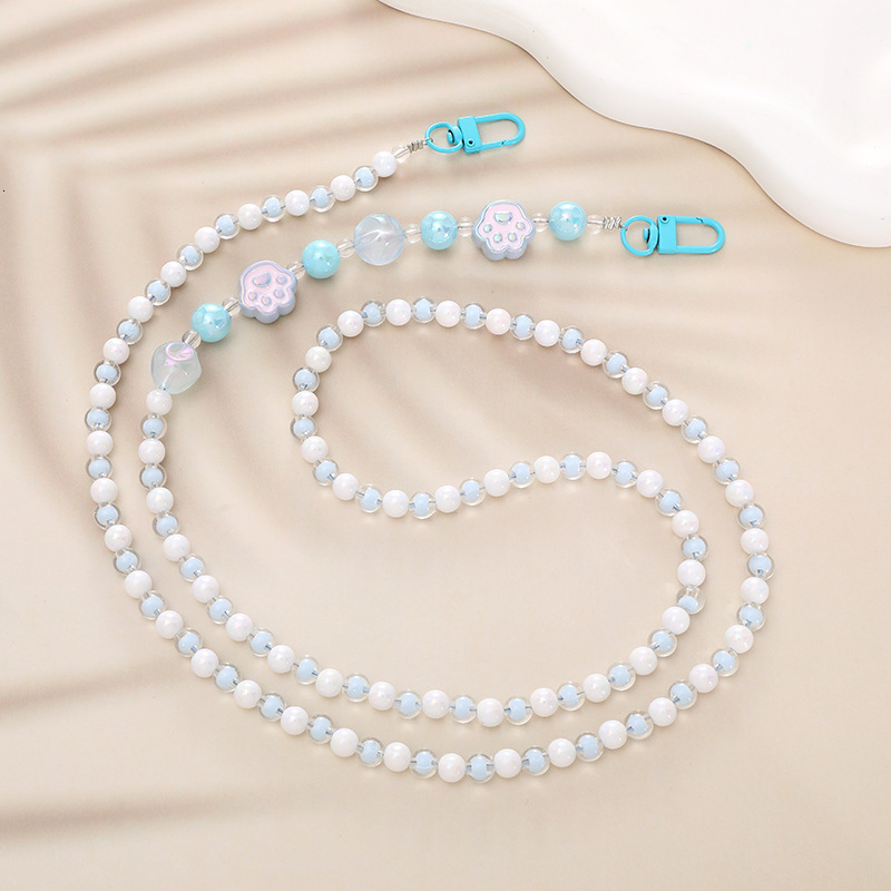 Beaded pearl cat claw crossbody mobile phone hanging rope, bag, chain, pendant, women's gift