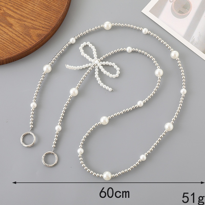 Creative new mobile lanyard, pearl bow, bead string, crossbody luggage accessories, phone case, chain pendant