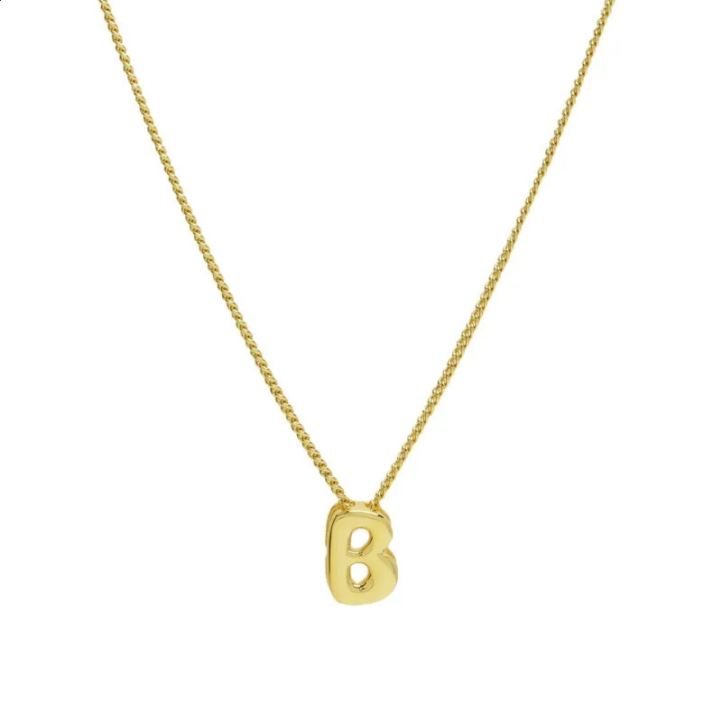 Mini Bubble Balloon Initial Letter Pendant Necklace Gold Plated Personalized Short and Fat Letter Necklace Charm Jewelry 240906