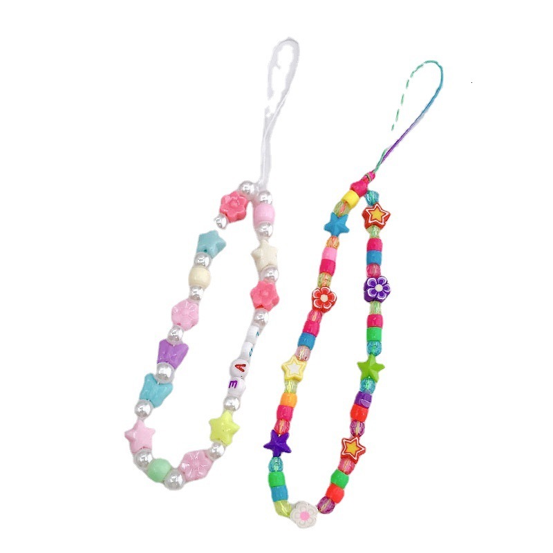 Yilian New Soft Ceramic Beaded LOVE Alphabet Rope Colorful Butterfly Phone Case Hanging Chain Decoration
