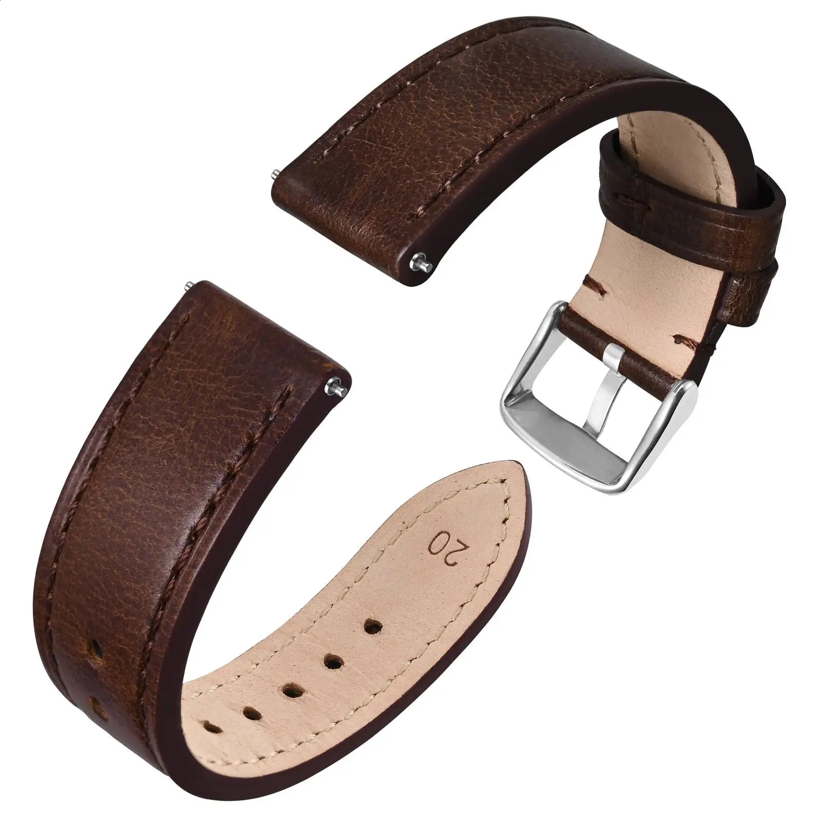 ANBEER Classic Leather Watch Strap 18mm 20mm 22mm watchband Suitable for Men and Women Quick Release and Breathable 240906