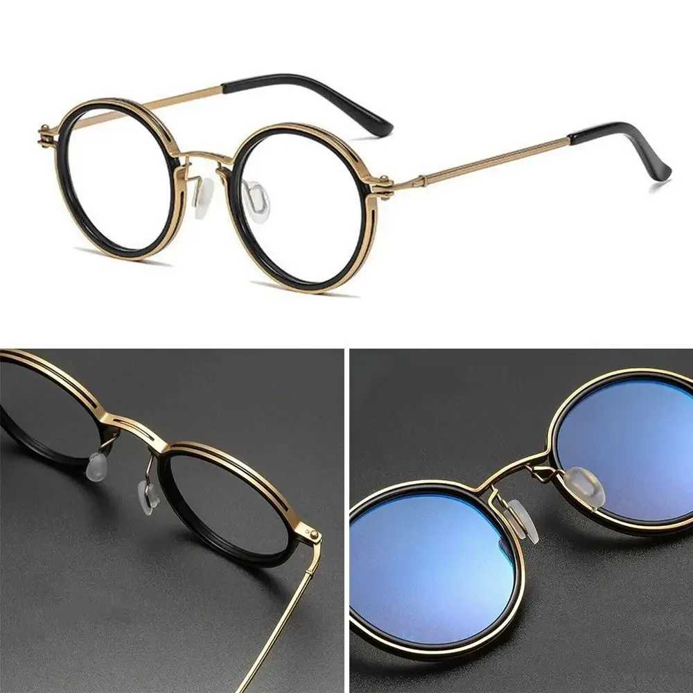 Retro round anti blue light glasses mens office computer goggles metal frame fashionable optics Myopia glasses reading glasses W240906