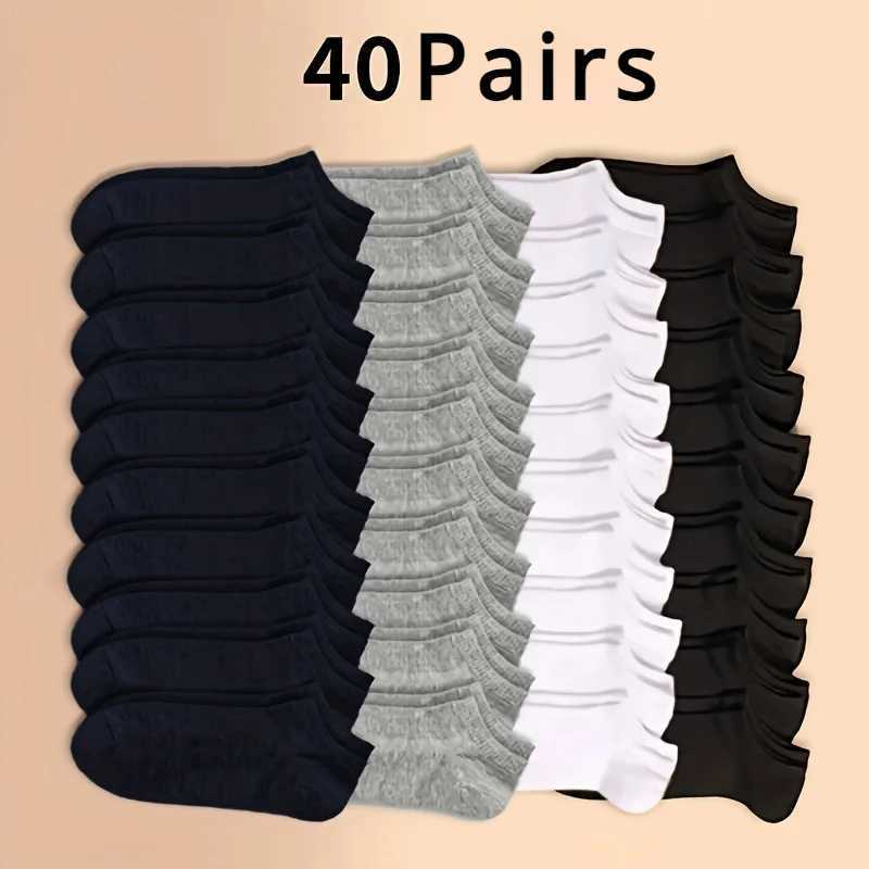 Neutral 10/20/40 pairs of solid socks lightweight low cut ankle socks loose black and white gray mens long socks W240905