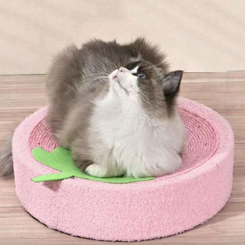 Cat Bed, Cat Scratching Board, Cat Scratcher, Cute Fruit Design Sisal Rope Round Pet Scratching Toy, Summer Cat Furniture