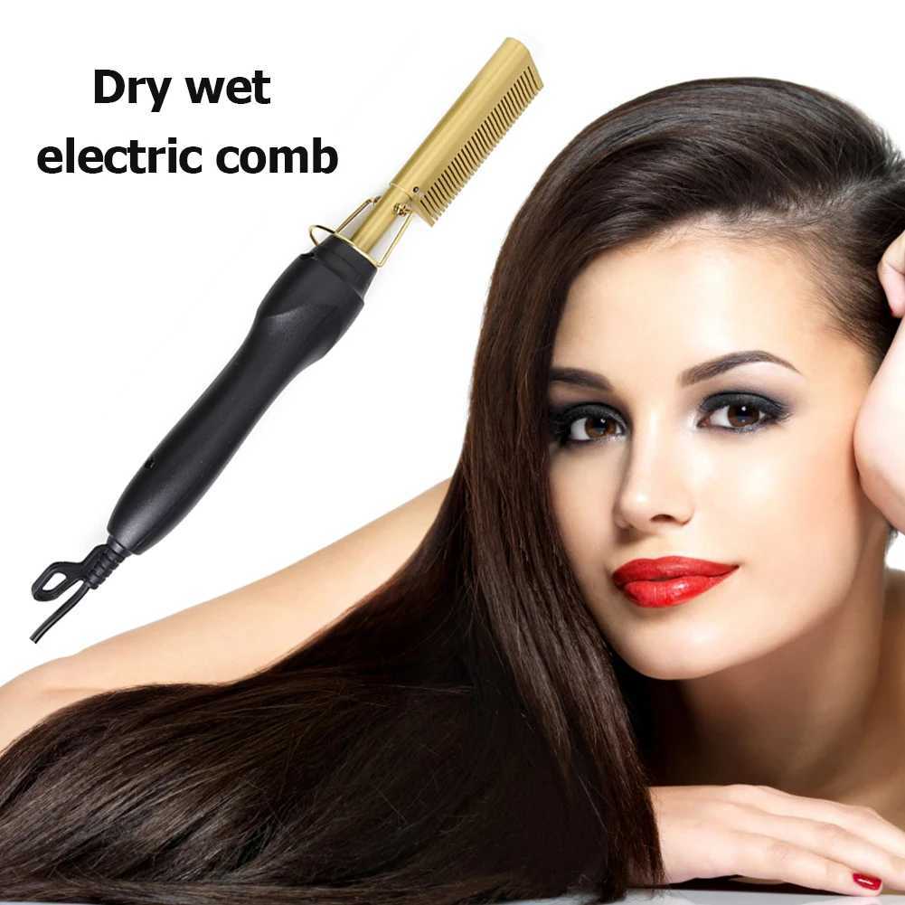Hair Straight Styler Comb Hot Heating Hair Straightener Curling Curler BrushesXJ241016