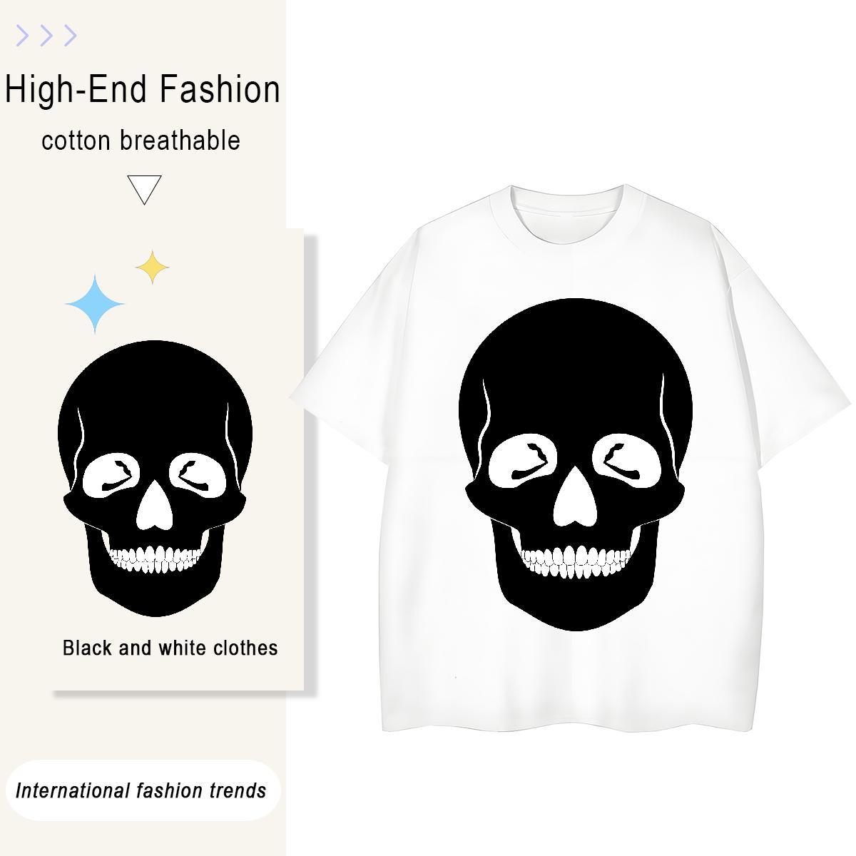 Brand T-Shirts 230g Cotton O Neck Short Sleeves Summer Casual skull Women Tees High quality Custom Printed Wear