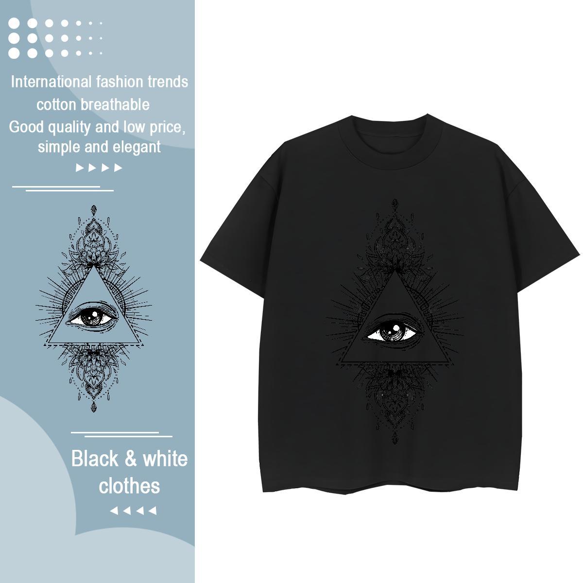 2024 DIY T-Shirts for Women 230g Cotton Crew Neck Breathable Home Outdoor eye of the devil Women Tshirts Popular Cartoon Anime Clothings