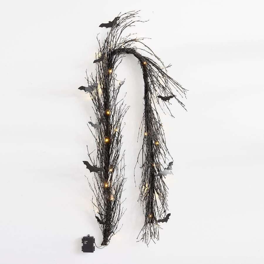 Black Bat Luminous Wreath Halloween Front Door Wall Decoration Pendant Accessories