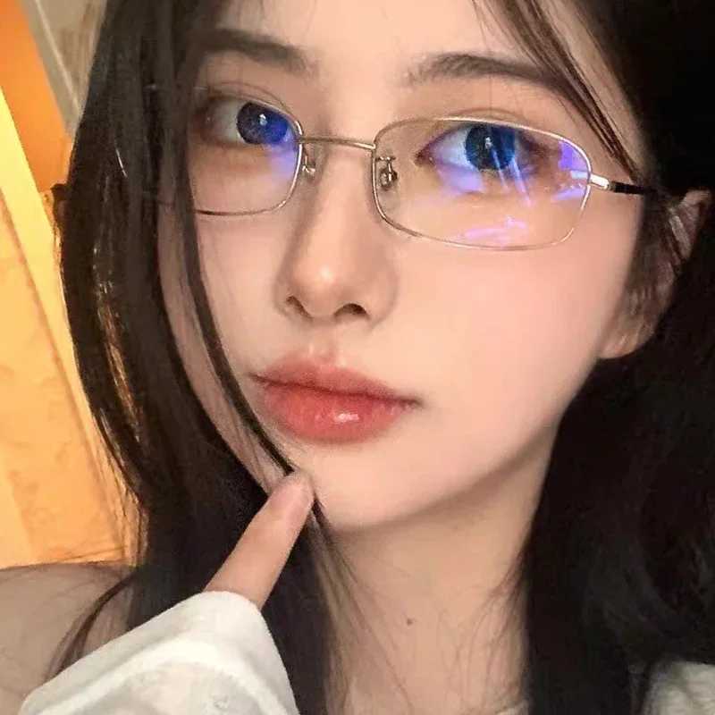 Metal framed glasses for women Y2K retro reading computer glasses anti blue light blocking glasses transparent Harajuku glasses W240906