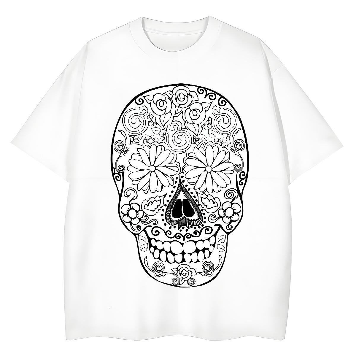 Stylist T Shirt For Woman 100% Cotton 230g Short sleeve Soft Street Wear skull Tshirt for Man Woman Female Customized Polos