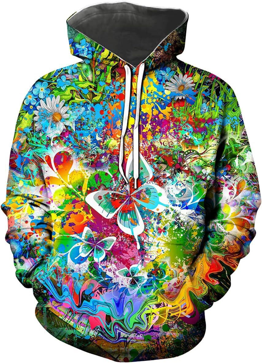 Hoodie for Mens Womens Womens Butterfly Hoodie Novelty Graphic Casual Fashion Hooded Sweatshirt Graphic Hoodies sweatshirt Pullover Long Sleeve