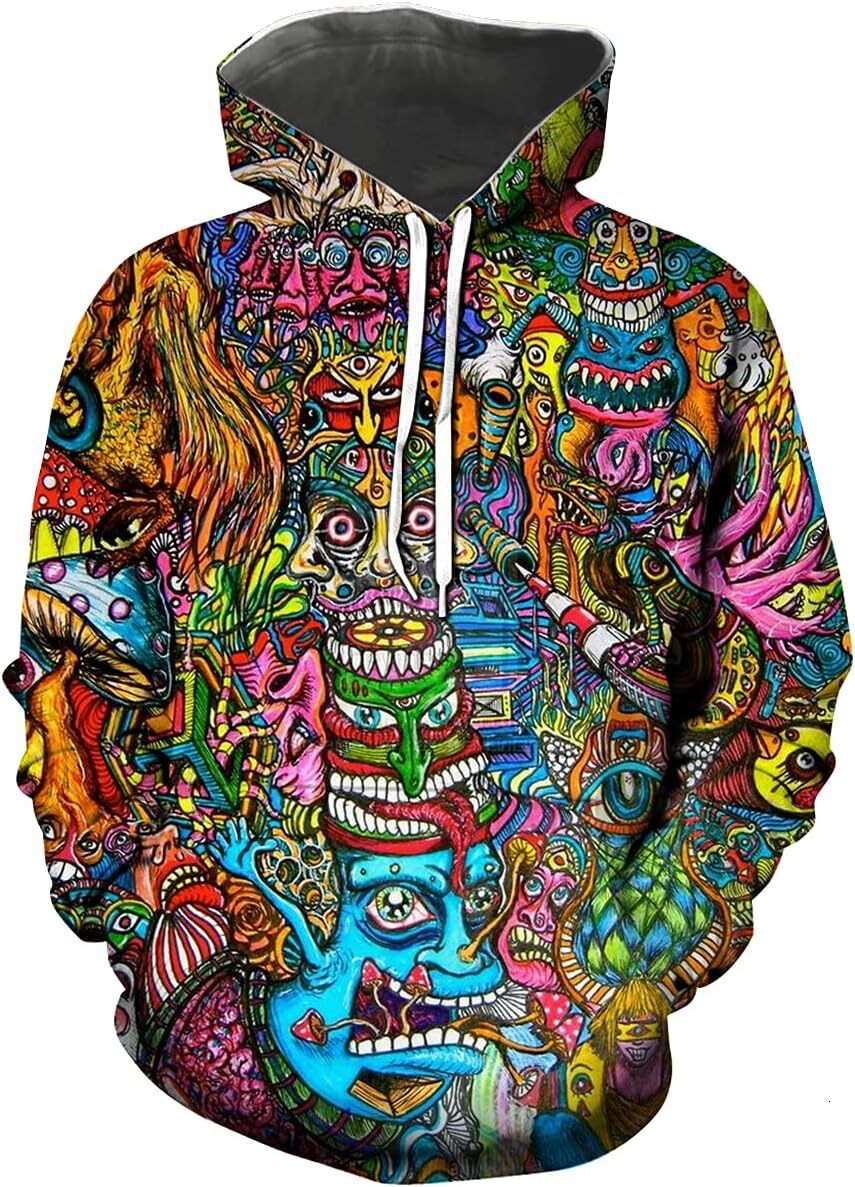 Hoodie For Mens Womens Trippy Hooded Sweatshirt Psychedelic Style Pullover Tops Graphic Hoodies Long Sleeve Free shipping