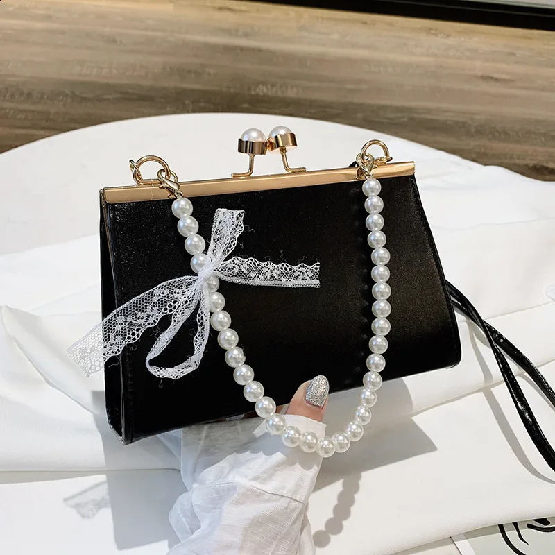 Fashion pearl shoulder bag matching small square bag clutch bag coin bag PU leather shoulder bag cross bag 240904
