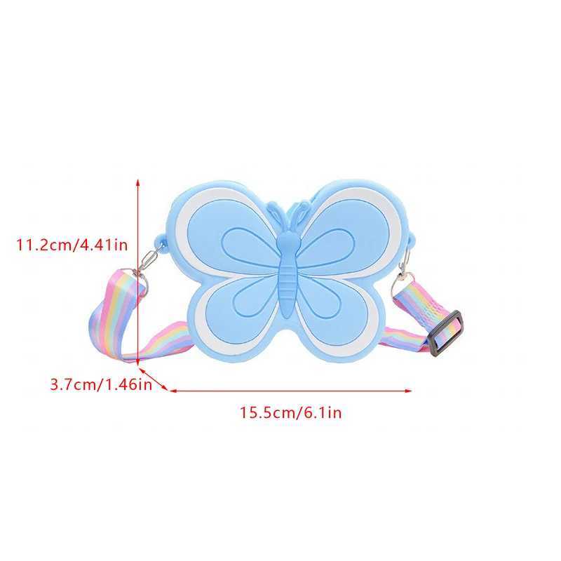 Cute childrens silicone shoulder bag cute butterfly shaped baby girl cross bag candy color childrens mini coin wallet W240906