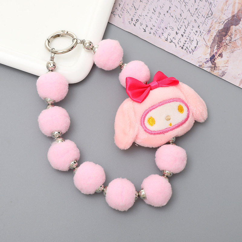 Yilian new Kulomi plush bead pendant cartoon case keychain anti drop phone chain hanging decoration