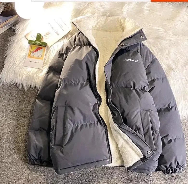 Autumnwinter Loosefit Cottonpadded Coat For Men Couples Bread Student Style Korean Version Wear Work Cotton Jacket 240907