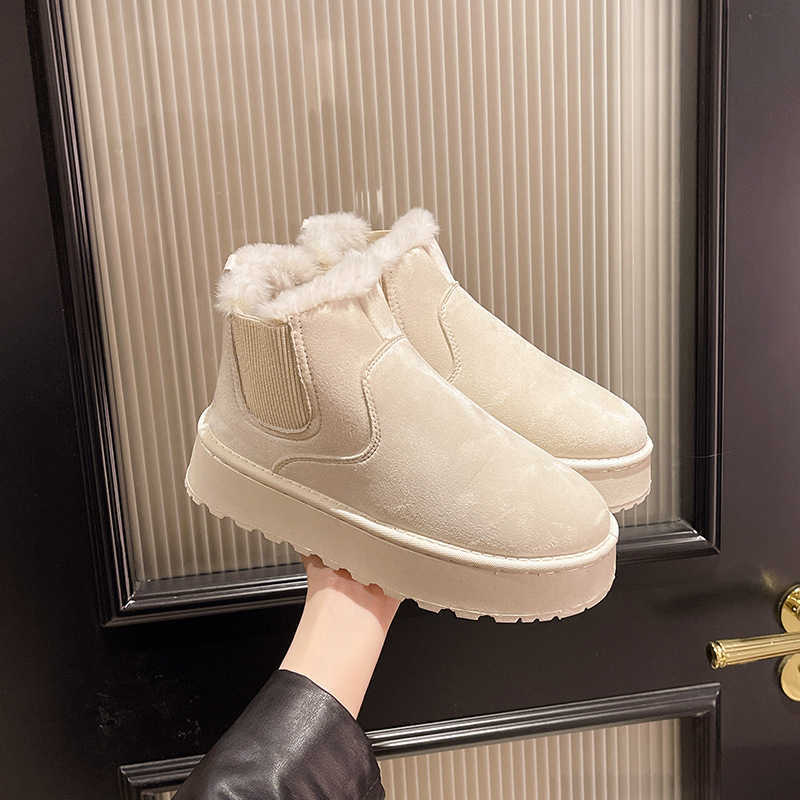 CMM Thick Soled Snow Boots for Women Winter Model Added Fleece Thick and Warm Boots Bread Shoes for Women Northeast Cotton Shoes
