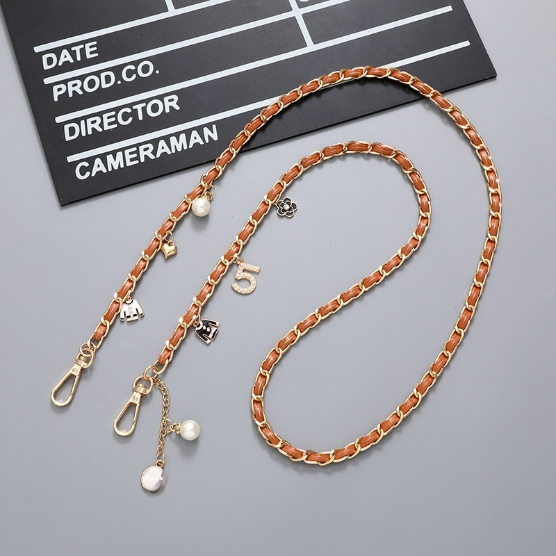 New Xiaoxiangfeng five character leather crossbody bag with chain accessories DIY shoulder strap mobile phone rope hanging decoration