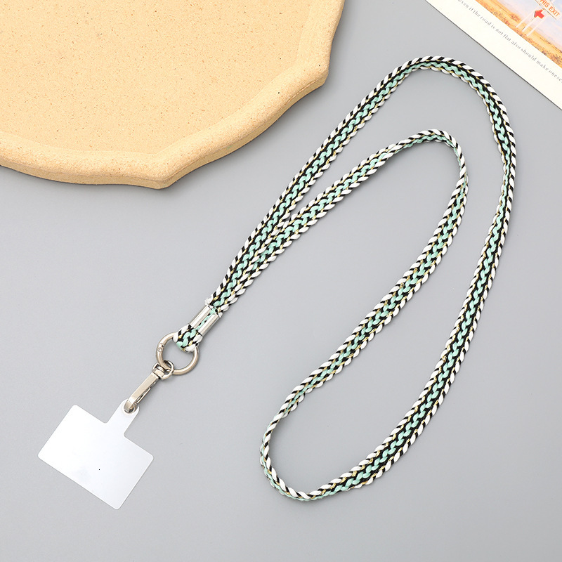 Yilian new style small fragrant woven crossbody chain phone case hanging decoration gradient color shoulder strap anti loss long pendant for women
